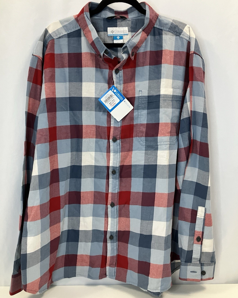 Columbia Out and Back II Plaid Button-Up Long Sleeve Shirt Men size 2XL XXL NWT
